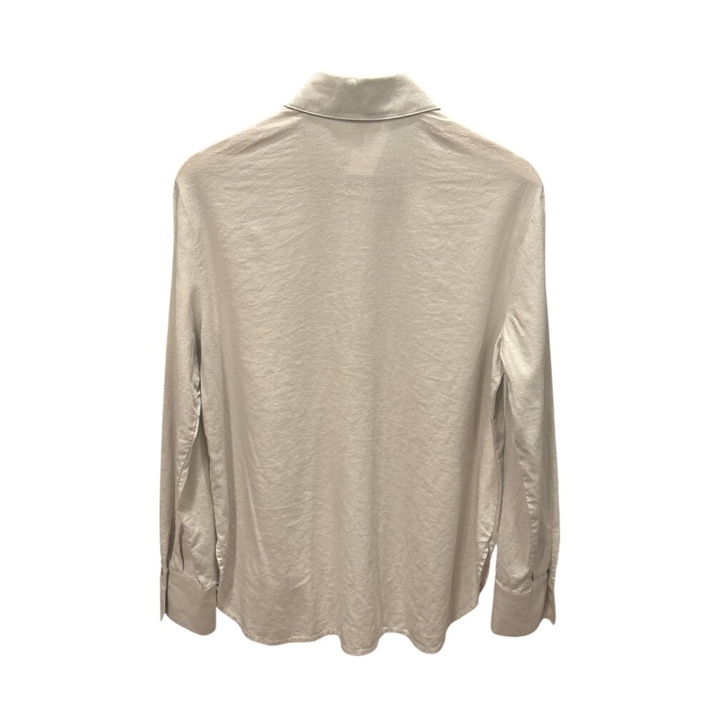 Vince Linen Blend Button Down Shirt Beige Long Sleeve Womens M - Picture 4 of 8